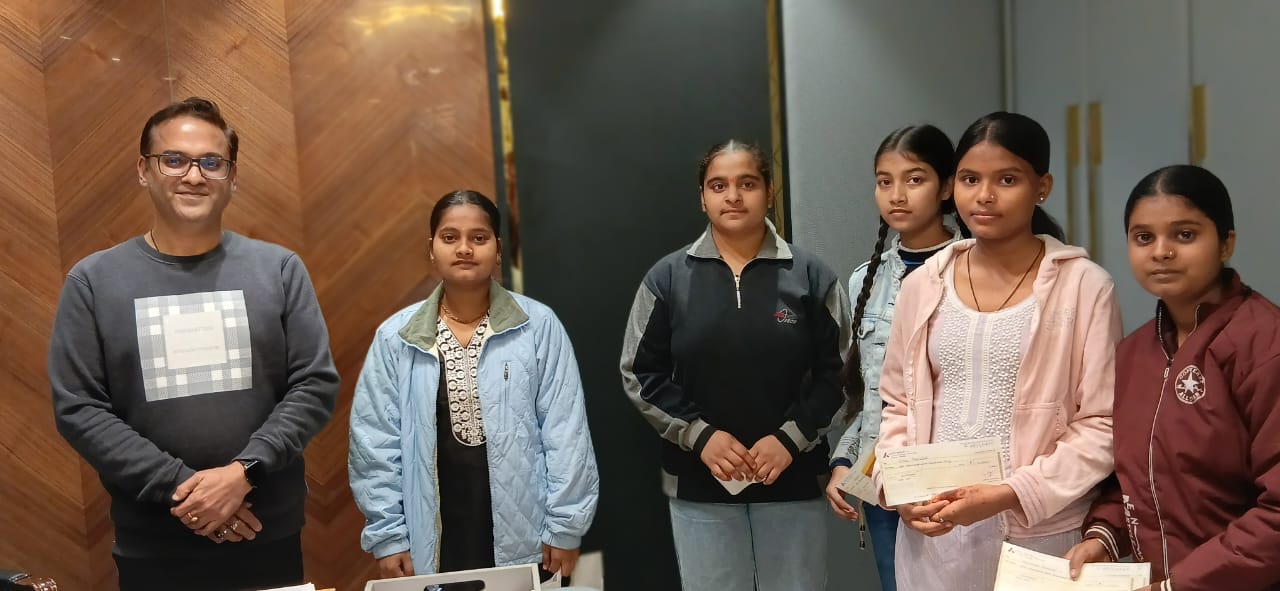 Scholarship recipient with family